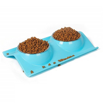 UPSKY Double Cat bowls set for feeding food and water