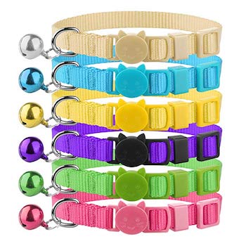 The Creativehome Cat Collars Nylon Soft Colorful Adjustable Breakaway Safety Kitten Collars with Bell