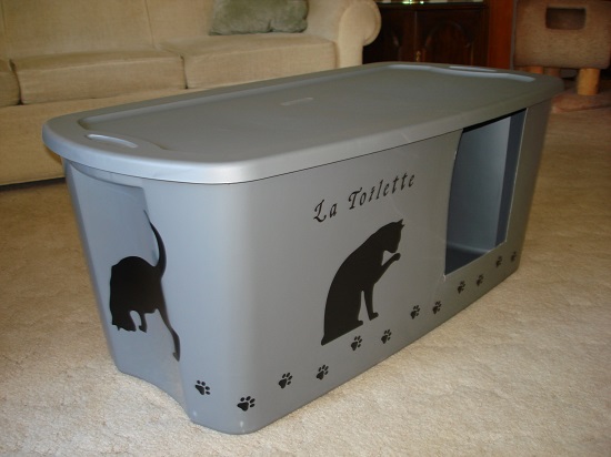 how to make a cat litter box out of a rubbermaid container