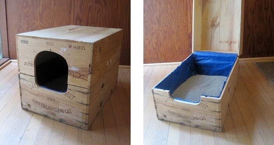 diy enclosed wooden cat litter box