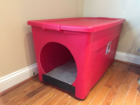 plastic crate for hiding litter box