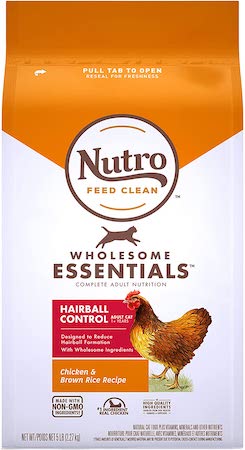 nutro wholesome adult essentials hairball control chicken recipe & brown rice recipe