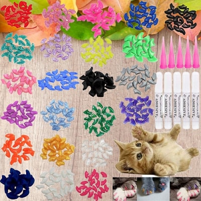 victhy 100 pcs soft pet cat nail caps