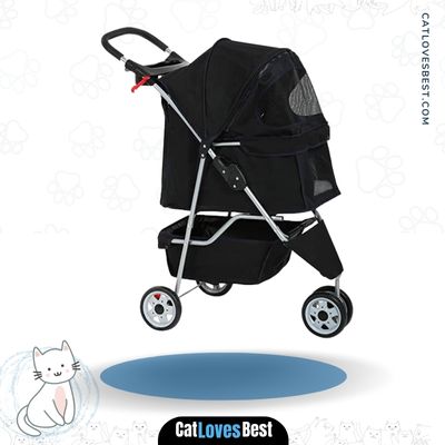 BestPet Cage 3-Wheeled Cat Stroller