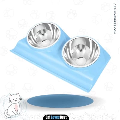 UPSKY Double Cat Bowls with Anti Slip Resin Station