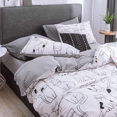 Reversible Bed Children Duvet Cover Set Twin Cat Bedding